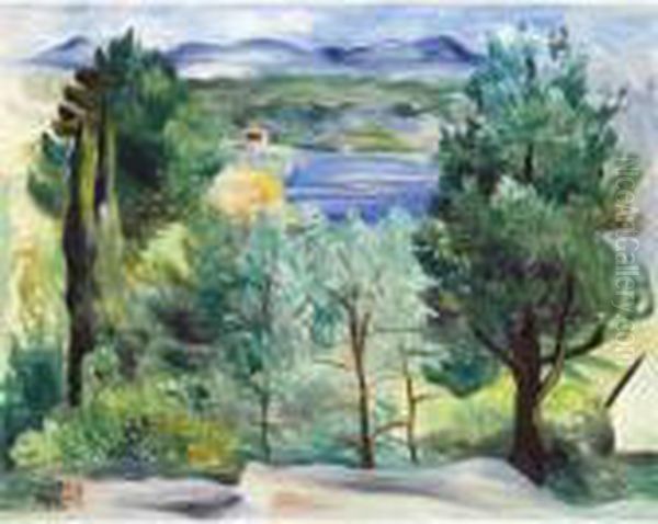 Paysage De Sanary Oil Painting by Moise Kisling