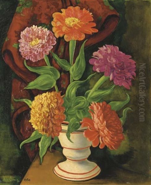 Dahlias Oil Painting by Moise Kisling