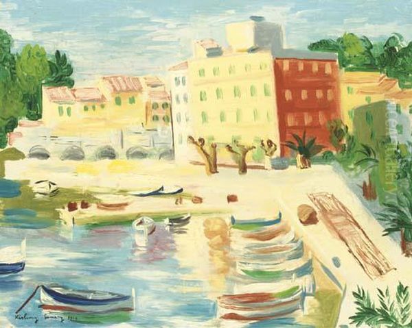 Le Port De Sanary Oil Painting by Moise Kisling