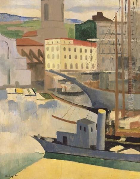 Port De Saint-tropez Oil Painting by Moise Kisling