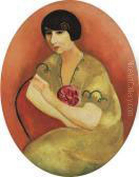 Portrait De Mme Andre Salmon Oil Painting by Moise Kisling