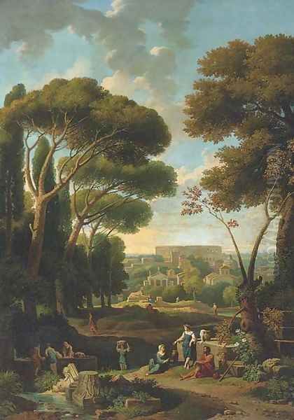 A classical landscape with a view of Rome Oil Painting by Jan Frans Van Bloemen (Orizzonte)