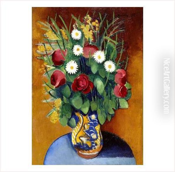 Fleurs Oil Painting by Moise Kisling