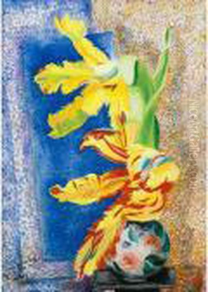 Nature Morte Avec Tulipe Dans Un Vase Oil Painting by Moise Kisling