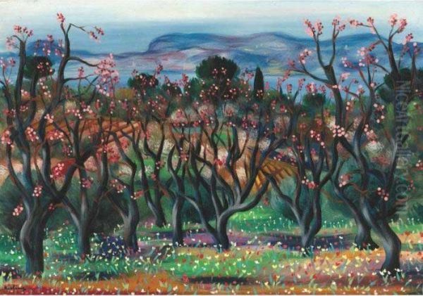 Paysage De Sanary Oil Painting by Moise Kisling