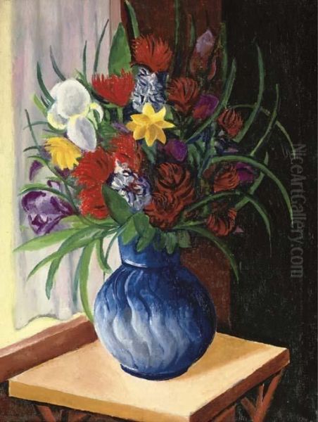 Vase De Fleurs Oil Painting by Moise Kisling