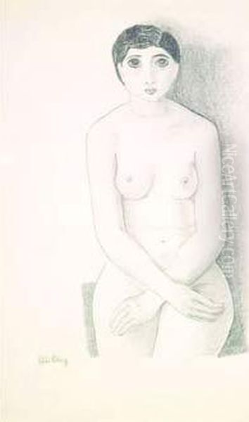 Kiki De Montparnasse Assise Oil Painting by Moise Kisling