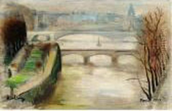 Paris La Seine Oil Painting by Moise Kisling