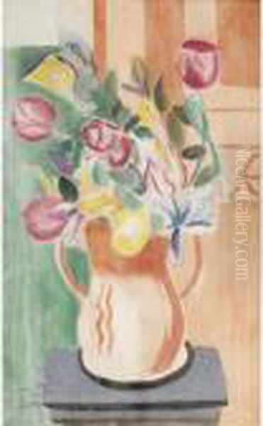 Vase De Fleurs Oil Painting by Moise Kisling