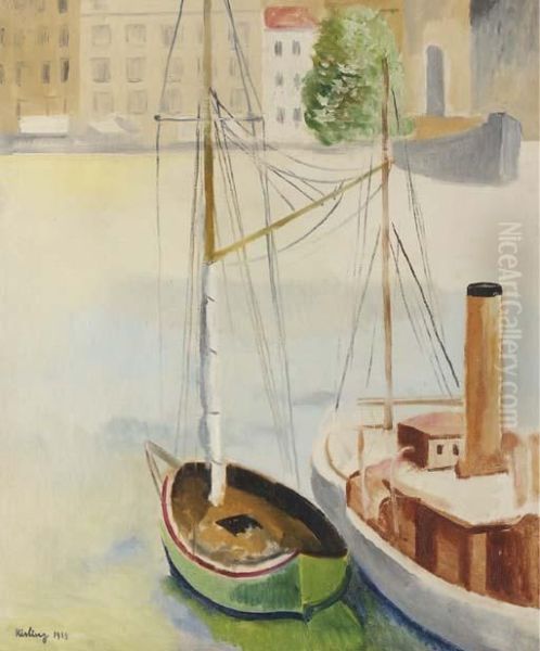 Port De Marseille Oil Painting by Moise Kisling