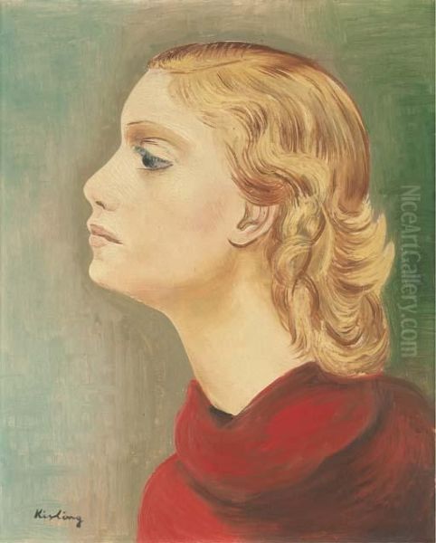 Buste De Jeune Femme De Profil A Gauche Oil Painting by Moise Kisling