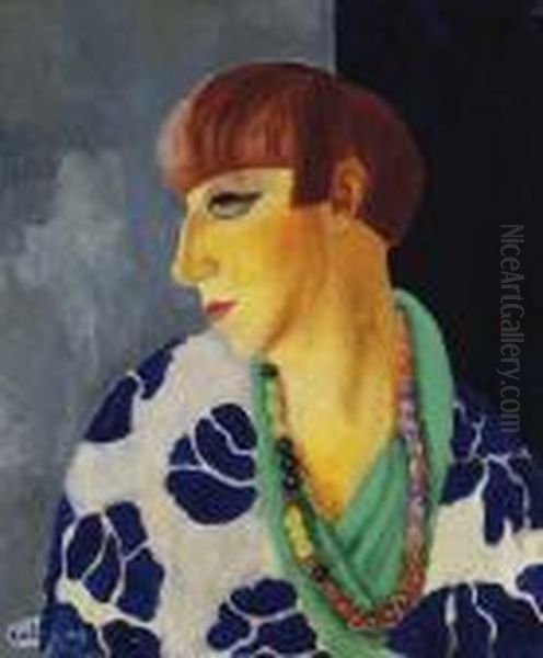 Portrait De Mme Renee Kisling Oil Painting by Moise Kisling