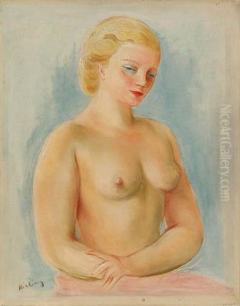 Petit Buste Nu (maly Akt W Popiersiu) Oil Painting by Moise Kisling