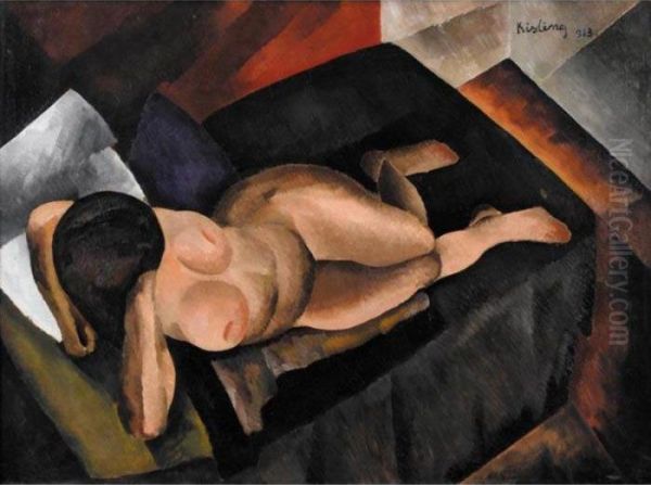 Nu Sur Un Divan Noir Oil Painting by Moise Kisling