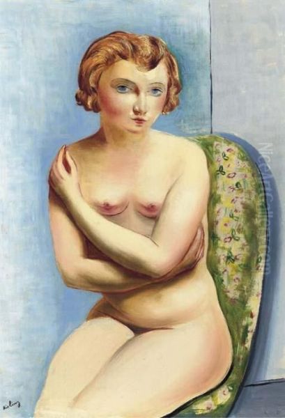 Nu Aux Bras Croises Oil Painting by Moise Kisling