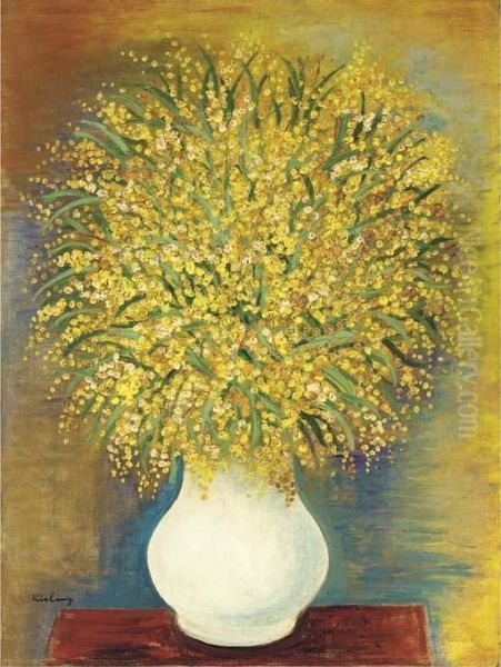 Mimosas Oil Painting by Moise Kisling