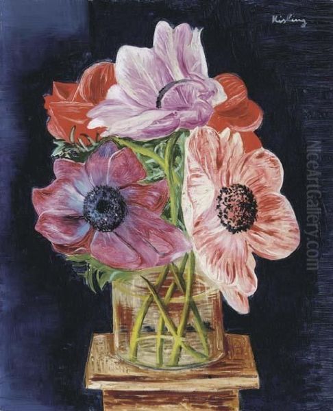 Petit Bouquet D'anemones Oil Painting by Moise Kisling