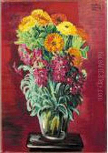 Bouquet De Calendula Oil Painting by Moise Kisling