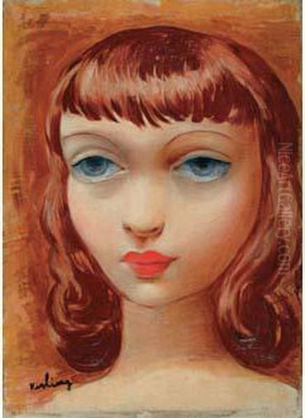 Tete De Jeune Femme Rousse Oil Painting by Moise Kisling