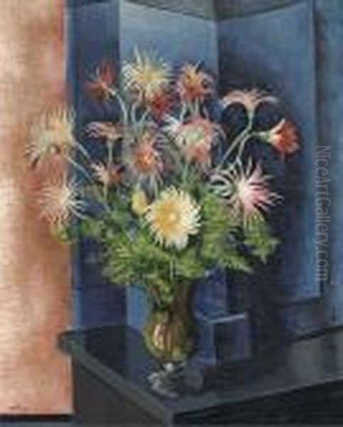 Still Life With Flowers In A Vase Oil Painting by Moise Kisling