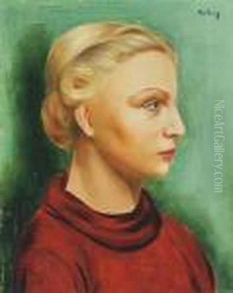 Portrait De Femme Oil Painting by Moise Kisling