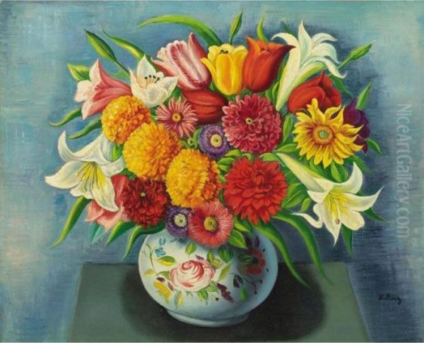 Fleurs Oil Painting by Moise Kisling