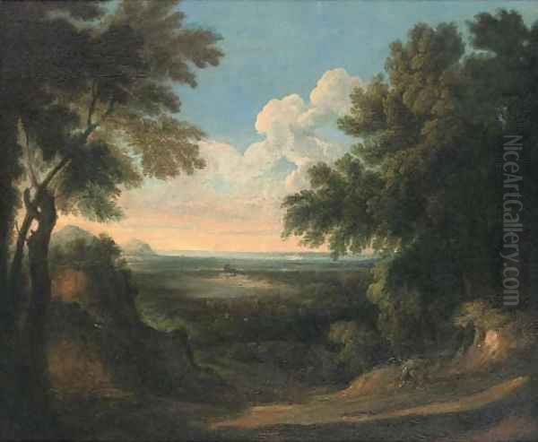 A wooded landscape with two figures in the foreground 2 Oil Painting by Jan Frans Van Bloemen (Orizzonte)