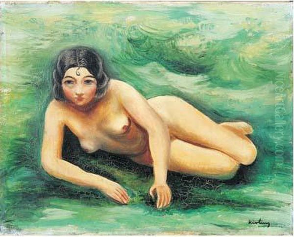 Nue Allongee Dans L'herbe Oil Painting by Moise Kisling