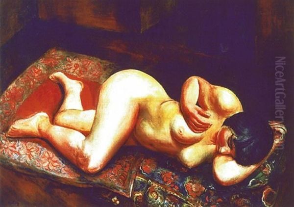 Akt Lezacy Oil Painting by Moise Kisling