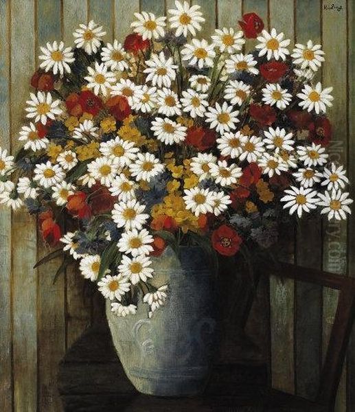 Fleurs 1938 Oil Painting by Moise Kisling