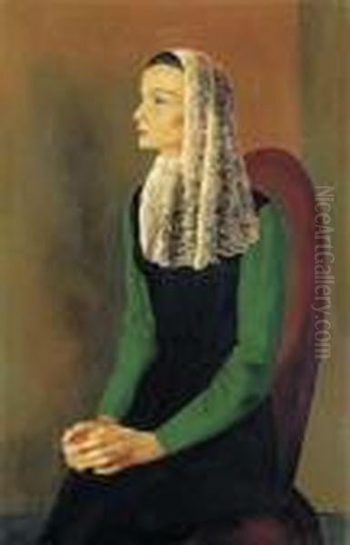 Portrait De Madeleine Sologne Oil Painting by Moise Kisling