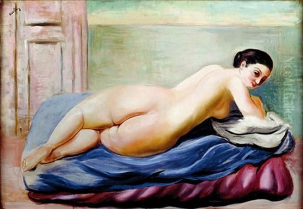 Akt Lezacy 1920 Oil Painting by Moise Kisling