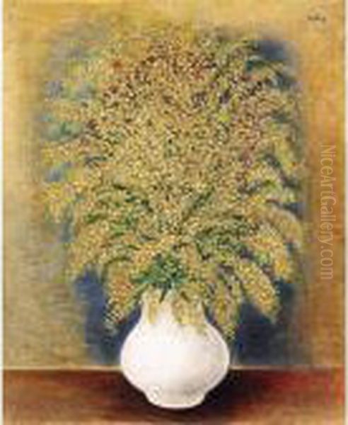 Mimosas Oil Painting by Moise Kisling