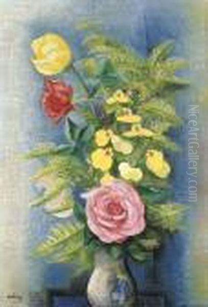 Fleurs Dans Un Vase Oil Painting by Moise Kisling