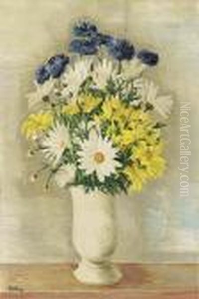 Vase De Fleurs Oil Painting by Moise Kisling