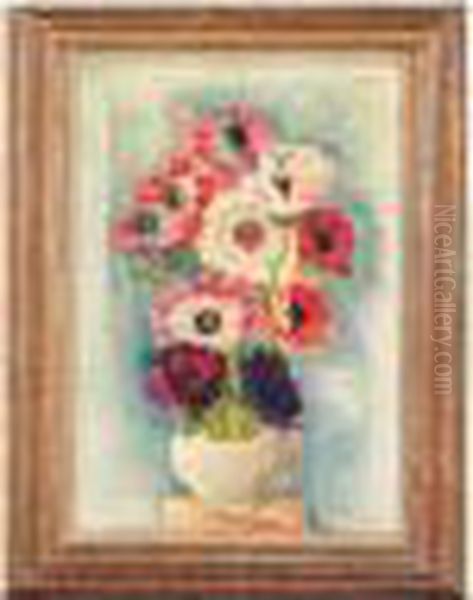 Le Vase De Fleurs Oil Painting by Moise Kisling