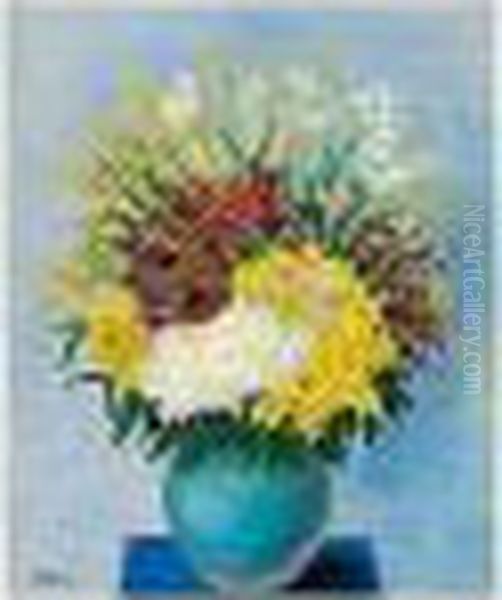 Bouquet De Fleurs Mimosas Oil Painting by Moise Kisling