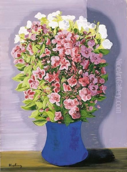 Bouquet Au Vase Bleu Oil Painting by Moise Kisling