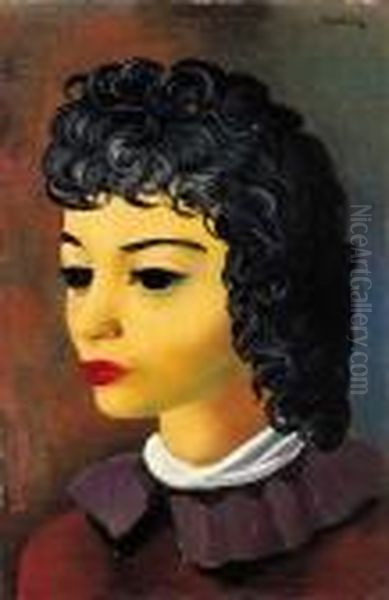 Petite Tete Brune Oil Painting by Moise Kisling