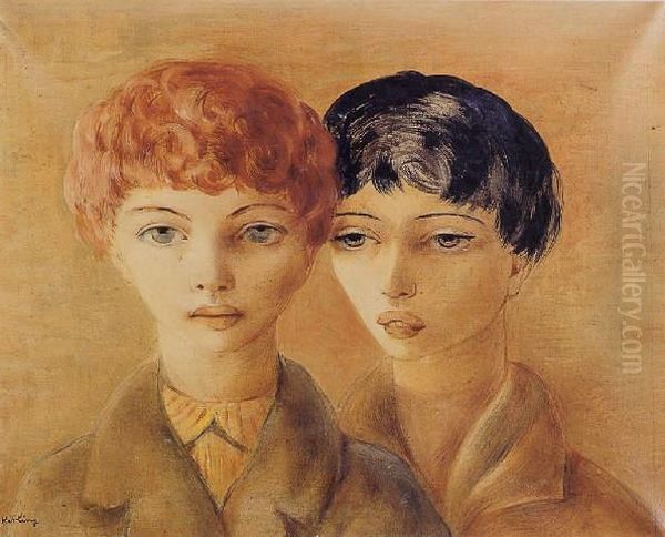 Deux Jeunes Filles Oil Painting by Moise Kisling