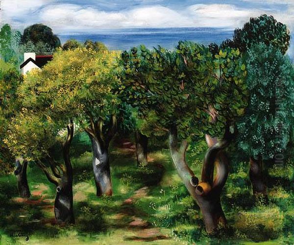 Paysage De Sanary Oil Painting by Moise Kisling