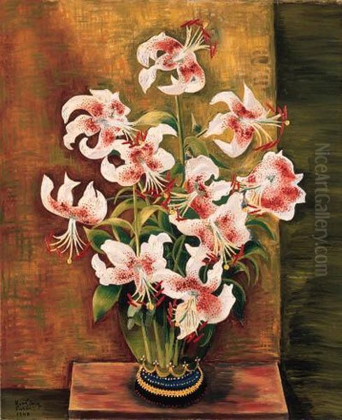 Liliums Oil Painting by Moise Kisling