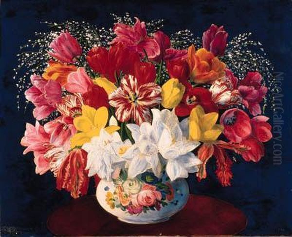 Grand Bouquet De Tulipes Oil Painting by Moise Kisling