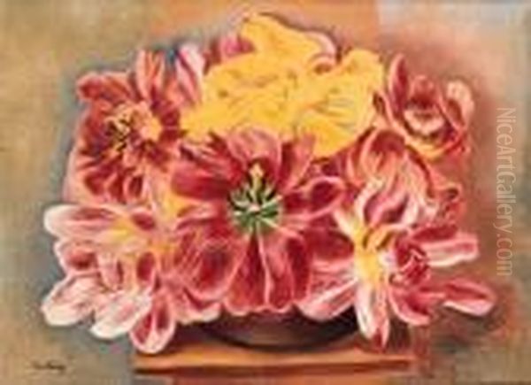 Fleurs Oil Painting by Moise Kisling