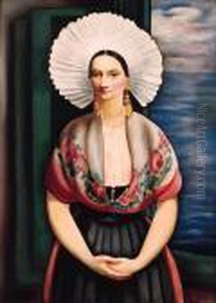 Madame Albert Croquez Oil Painting by Moise Kisling