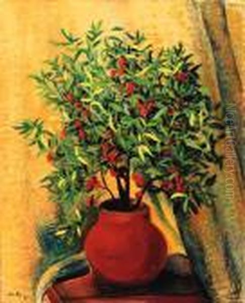 Vase De Fleurs Oil Painting by Moise Kisling