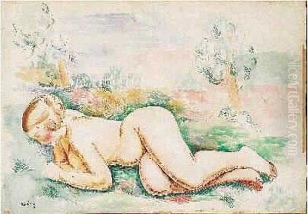 Nu Allonge Dans L'herbe Oil Painting by Moise Kisling