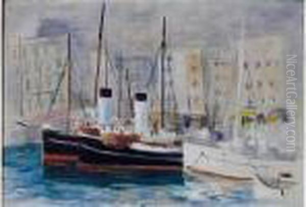 1933le Port De Marseillehuile Sur Toile, Signee En Bas A Gauche Oil Painting by Moise Kisling