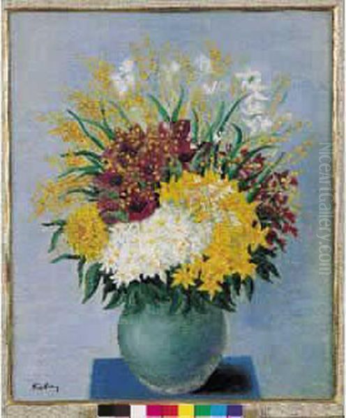 Bouquet De Fleurs Mimosas,circa 1936 Oil Painting by Moise Kisling