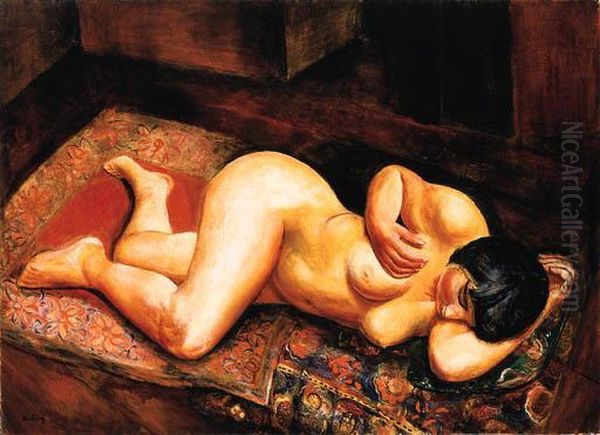 Femme Nue Couche Oil Painting by Moise Kisling